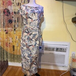 Ralph Lauren Elegant Blue and Cream Dress